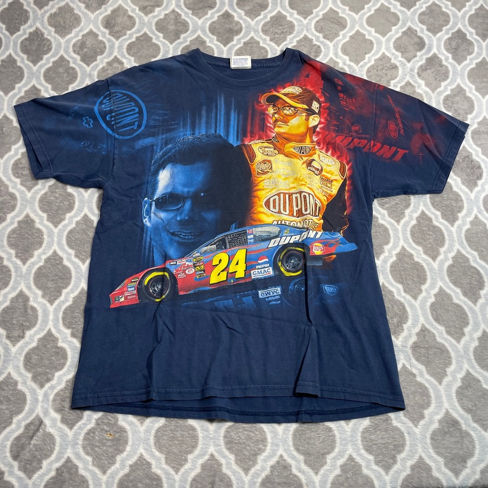Chase‎ Authentics Jeff Gordon T-Shirt Mens XL Blue NASCAR 24 All Over Print Tee